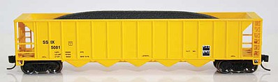 Fox Valley Models 836123 N Scale Ortner 5-Bay Rapid Discharge Hopper with Coal Load - Ready to Run -- Itel Corporation SSIX 5086 (yellow)