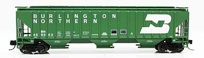 Fox Valley Models 850031 N Scale 4750 Cu.Ft. 3-Bay Covered Hopper - Ready to Run -- Burlington Northern 459553 (1970s Cascade Green, white, Large Logo)