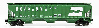 Fox Valley Models 850033 N Scale 4750 Cu.Ft. 3-Bay Covered Hopper - Ready to Run -- Burlington Northern 459635 (1970s Cascade Green, white, Large Logo)