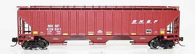 Fox Valley Models 850051 N Scale 4750 Cu.Ft. 3-Bay Covered Hopper - Ready to Run -- BNSF Railway 429551 (Boxcar Red, Small Wedge Logo)