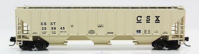 Fox Valley Models 852041 N Scale 4740 Cu.Ft. 3-Bay Covered Hopper - Ready to Run -- CSX 255945 (beige, black)