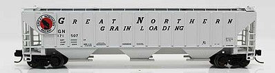Fox Valley Models 852062 N Scale 4740 Cu.Ft. 3-Bay Covered Hopper - Ready to Run -- Great Northern 171516 (gray, red, Large Lettering, Grain Loading Markings)