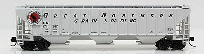 Fox Valley Models 852063 N Scale 4740 Cu.Ft. 3-Bay Covered Hopper - Ready to Run -- Great Northern 171525 (gray, red, Large Lettering, Grain Loading Markings)