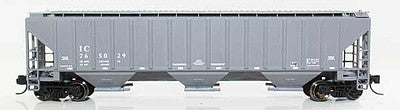 Fox Valley Models 852082 N Scale 4740 Cu.Ft. 3-Bay Covered Hopper - Ready to Run -- Illinois Central 765255 (gray)