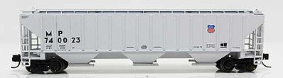 Fox Valley Models 852102 N Scale 4740 Cu.Ft. 3-Bay Covered Hopper - Ready to Run -- Union Pacific MP 740032 (gray, small UP Shield)