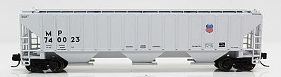 Fox Valley Models 852103 N Scale 4740 Cu.Ft. 3-Bay Covered Hopper - Ready to Run -- Union Pacific MP 740043 (gray, small UP Shield)