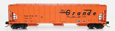 Fox Valley Models 853022 N Scale FMC 4700 Cu.Ft. 3-Bay Covered Hopper - Ready to Run -- Denver & Rio Grande Western #15662 (orange, black)