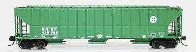 Fox Valley Models 853042 N Scale FMC 4700 Cu.Ft. 3-Bay Covered Hopper - Ready to Run -- Burlington Northern Santa Fe 430543 (Cascade Green, Circle-Cross Logo)