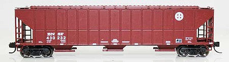 Fox Valley Models 853053 N Scale FMC 4700 Cu.Ft. 3-Bay Covered Hopper - Ready to Run -- Burlington Northern Santa Fe 432891 (Boxcar Red, white, Circle Logo)