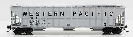 Fox Valley Models 853061 N Scale FMC 4700 Cu.Ft. 3-Bay Covered Hopper - Ready to Run -- Western Pacific 12061 (gray, black, Large Lettering)