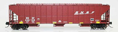 Fox Valley Models 853072 N Scale FMC 4700 Cu.Ft. 3-Bay Covered Hopper - Ready to Run -- BNSF Railway 436246 (Boxcar Red, white, Small Wedge Logo)