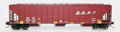 Fox Valley Models 853073 N Scale FMC 4700 Cu.Ft. 3-Bay Covered Hopper - Ready to Run -- BNSF Railway 436754 (Boxcar Red, white, Small Wedge Logo)