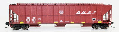 Fox Valley Models 853081 N Scale FMC 4700 Cu.Ft. 3-Bay Covered Hopper - Ready to Run -- BNSF Railway 808302 (Boxcar Red, yellow, white Wedge Logo, Buffer Service)