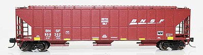 Fox Valley Models 853082 N Scale FMC 4700 Cu.Ft. 3-Bay Covered Hopper - Ready to Run -- BNSF Railway 808351 (Boxcar Red, yellow, white Wedge Logo, Buffer Service)