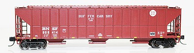 Fox Valley Models 853102 N Scale FMC 4700 Cu.Ft. 3-Bay Covered Hopper - Ready to Run -- Burlington Northern Santa Fe 808414 (Boxcar Red, Circle-Cross, Buffer Servic