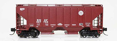 Fox Valley Models 854011 N Scale 3000 Cu.Ft. 2-Bay Covered Hopper - Ready to Run -- Burlington Northern Santa Fe 407754 (Boxcar Red, Circle-Cross Logo)