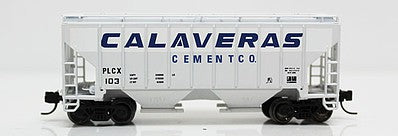 Fox Valley Models 854023 N Scale 3000 Cu.Ft. 2-Bay Covered Hopper - Ready to Run -- Calaveras Cement #140 (gray, blue)