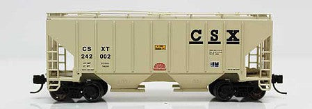 Fox Valley Models 854031 N Scale 3000 Cu.Ft. 2-Bay Covered Hopper - Ready to Run -- CSX 242002 (beige, black)