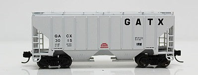 Fox Valley Models 854051 N Scale 3000 Cu.Ft. 2-Bay Covered Hopper - Ready to Run -- GATX 3015 (gray, Large GATX)