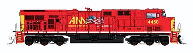 Fox Valley Models 89303 HO Scale GE ES44AC - Standard DC -- Allegheny Midland #4453 (red, yellow, Tony Koester's Model Railroad, US Flag