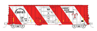 Fox Valley Models 8937 N Scale Soo Line 50' 7-Post Plug-Door Boxcar - Ready to Run -- 2015 Fox Valley Models Christmas Car #122515 (red, white, Candy Cane Express
