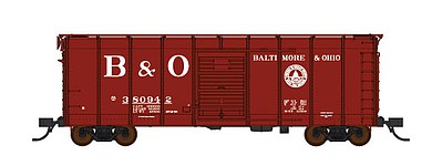 Fox Valley Models 90351 N Scale B&O Class M-53 Wagontop Boxcar w/Youngstown Doors - Ready to Run -- Baltimore & Ohio #380942 (Boxcar Red, No Small B&O, 13 States, Billboard B&O