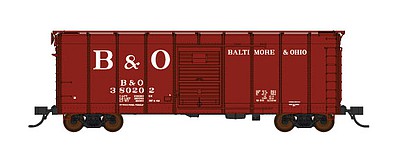 Fox Valley Models 90352 N Scale B&O Class M-53 Wagontop Boxcar w/Youngstown Doors - Ready to Run -- Baltimore & Ohio #380202 (Boxcar Red, Billboard B&O)