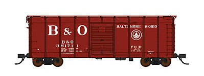 Fox Valley Models 90355 N Scale B&O Class M-53 Wagontop Boxcar w/Youngstown Doors - Ready to Run -- Baltimore & Ohio #381711 (Boxcar Red, 13 States Logo w/o Lettering, Large B&