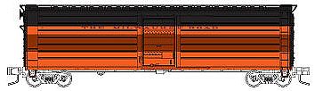 Fox Valley Models 90427 N Scale Milwaukee Road 50' Single-Door Rib-Side Express Boxcar - Ready to Run -- Milwaukee Road #329 (Passenger Express Scheme, orange, maroon, black)