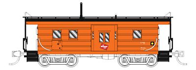 Fox Valley Models 91017 N Scale Milwaukee Road Low-Window Rib-Side Caboose w/Oil Door - Ready to Run -- Milwaukee Road #01977 (orange, black Roof, Logo on Bay Window)