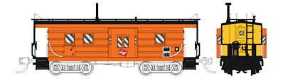 Fox Valley Models 91019 N Scale Milwaukee Road Low-Window Rib-Side Caboose w/Oil Door - Ready to Run -- Milwaukee Road #991967 (orange, black Roof, yellow Ends, Logo)