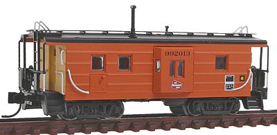 Fox Valley Models 91020 N Scale Milwaukee Road Low-Window Rib-Side Caboose w/Oil Door - Ready to Run -- Milwaukee Road #992013 (orange, black Roof, yellow Ends, Logo)