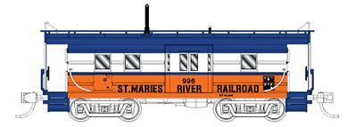 Fox Valley Models 91025 N Scale Milwaukee Road High-Window Rib-Side Caboose w/Oil Door - Ready to Run -- St. Maries River Railroad #995 (blue, white, orange)