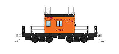 Fox Valley Models 91159 N Scale Milwaukee Road Transfer Caboose - Ready to Run -- Milwaukee Road #01738 (Original Scheme, orange, maroon, black)