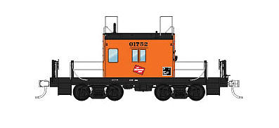 Fox Valley Models 91161 N Scale Milwaukee Road Transfer Caboose - Ready to Run -- Milwaukee Road #01752 (orange, black, TMR Logo, Large Window)