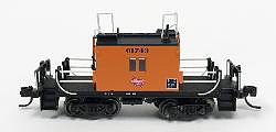 Fox Valley Models 91166 N Scale Milwaukee Road Transfer Caboose - Ready to Run -- Milwaukee Road 01743 (orange, black, Logo on Side)