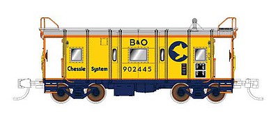 Fox Valley Models 91224 N Scale B&O I-12 Wagontop Bay Window Caboose - Ready to Run -- Chessie System B&O 902460 (1983 yellow, blue, vermillion)