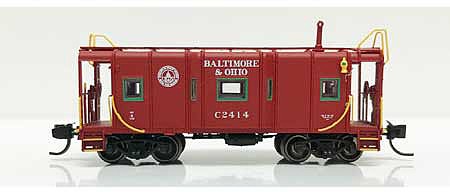 Fox Valley Models 91225 N Scale B&O I-12 Wagontop Bay Window Caboose - Ready to Run -- Baltimore & Ohio #C-2414 (1945-55; red, white; 25" Logo)