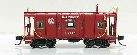 Fox Valley Models 91226 N Scale B&O I-12 Wagontop Bay Window Caboose - Ready to Run -- Baltimore & Ohio C2434 (1945-55, red, white, 25" Logo)