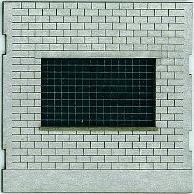 GC Laser 113010 HO Scale The Cube Modular System Component - Kit (Laser-Cut Architectural Card) -- Cinder Block Wall Face (Use w/Core Kit) Centered Glass Block Window pkg(4)