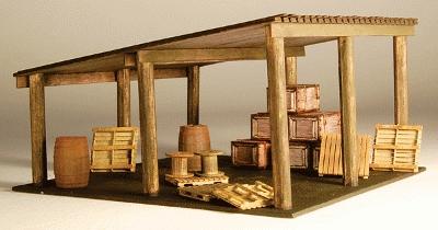 GCLaser 1296 HO Scale Open Storage Shed -- Kit - 2-15/16 x 2-7/8 x 1-9/16" 7.5 x 7.3 x 4cm