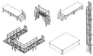 GCLaser 1310041 HO Scale Walthers Cornerstone Series(R) Detail Kit (Laser-Cut Wood Kit) -- For McGraw Oil (Not Included) - Berm & Tank Walkover, Windows, Doors, Decks