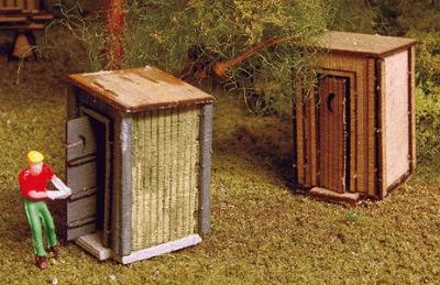 GCLaser 145 N Scale Out House (Laser-Cut Wood Kit) -- 7/16 x 7/16 x 5/8" - pkg(2)