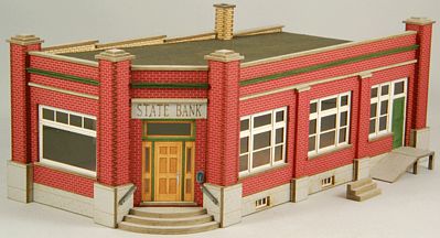 GCLaser 19040 HO Scale State Bank -- Kit - 6-7/8 x 3-7/8 x 2-3/4" 17.8 x 9.8 x 6.7cm