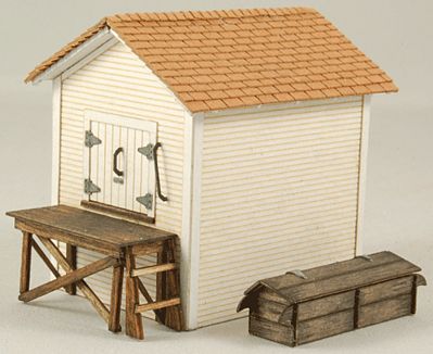 GCLaser 19042 HO Scale Caboose Servicing Set #2 -- Kit - Ice House: 1-1/2 x 2-1/8 x 1-3/4", Coal Bin: 1-1/8 x 7/16 x 3/8"