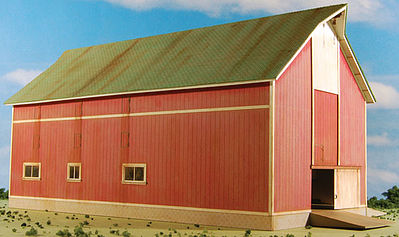 GCLaser 190824 HO Scale Barn #2 - Elfering Farm Series #7 -- Laser-Cut Matboard Kit - 12-5/8 x 6-3/4 x 5-1/2" (red)