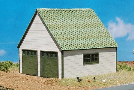 GCLaser 248 N Scale 2-Car Garage -- Laser-Cut Wood Kit - 2-3/8 x 2 x 1-5/8" 6 x 5.1 x 4.1cm