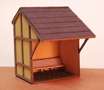 GCLaser 250 N Scale Pennsylvania Railroad Passenger Shelter Circa 1911 (Laser-Cut Wood Kit) -- 7/8 x 1-1/8 x 1-3/16" 2.2 x 2.9 x 3cm