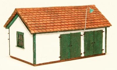 GCLaser 295 N Scale Motor Car House -- Laser-Cut Wood Kit - 1-3/4 x 1-1/32 x 29/32" 4.5 x 2.6 x 2.3cm