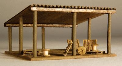 GCLaser 296 N Scale Open Storage Shed - Kit (Laser-Cut Wood) -- 1-19/32 x 1-9/16 x 7/8"